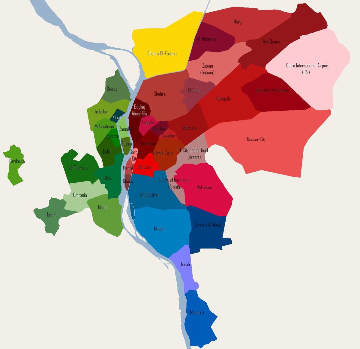 Карта районов Каира